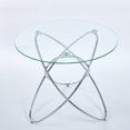 thumbnail image 4 of Dining Table with chrome metal leg and tempered glass,Modern Space Saving Kitchen Table for Living Room,chrome color metal legs, 4 of 11