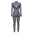 thumbnail image 6 of Michellecmm  Women Halloween Jumpsuit, Digital Print Long Sleeve Zip-Up Bodysuit, 6 of 7