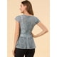 thumbnail image 5 of Allegra K Blusa Top Encaje De A-Línea Peplum Mangas Casquillo Dobladillo Alto Bajo Para Mujer Gris M, 5 of 6