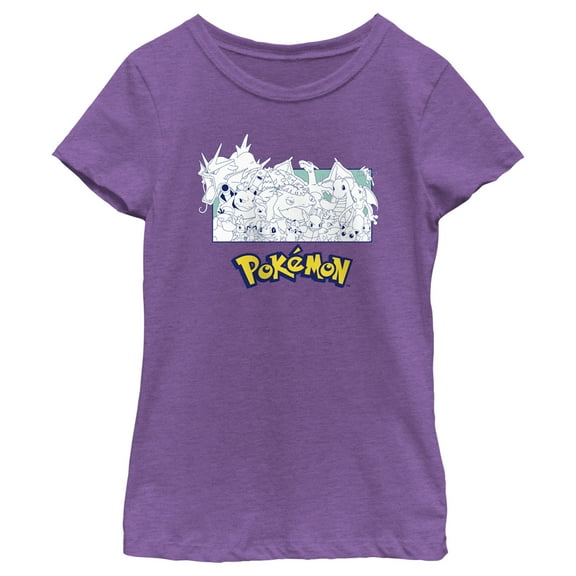 Girl's Pokemon Classic Characters  Graphic Tee Purple Berry Large
