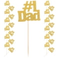 thumbnail image 6 of WHAMVOX Cupcake Toppers for Father's Day Party Decorations Golden Paper and Bamboo 25pcs Set, 6 of 8