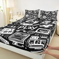thumbnail image 4 of jejeloiu Cartoon Game Console Full Size Sheets,Gamer Gaming Bed Sheets,White Black Sheet Sets For Boys,Breathable Bedroom Decorative,4 Pieces, 4 of 7
