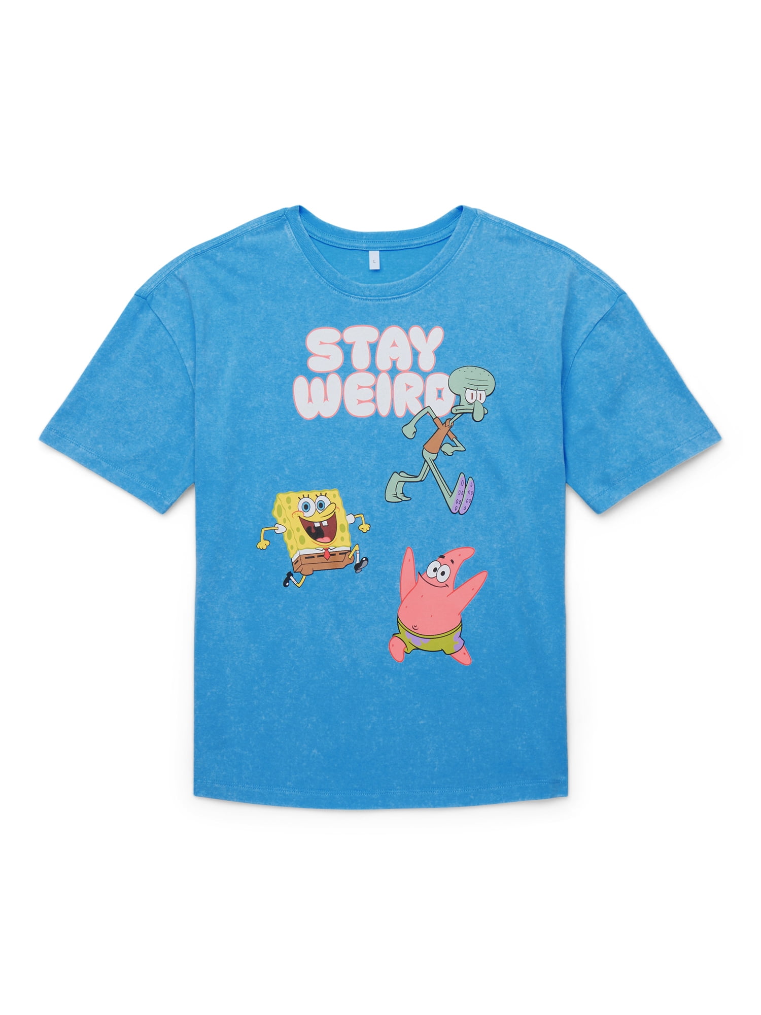 Nickelodeon Boys SpongeBob SquarePants Stay Weird Mineral Wash Graphic T-Shirt, Sizes XS-XXL