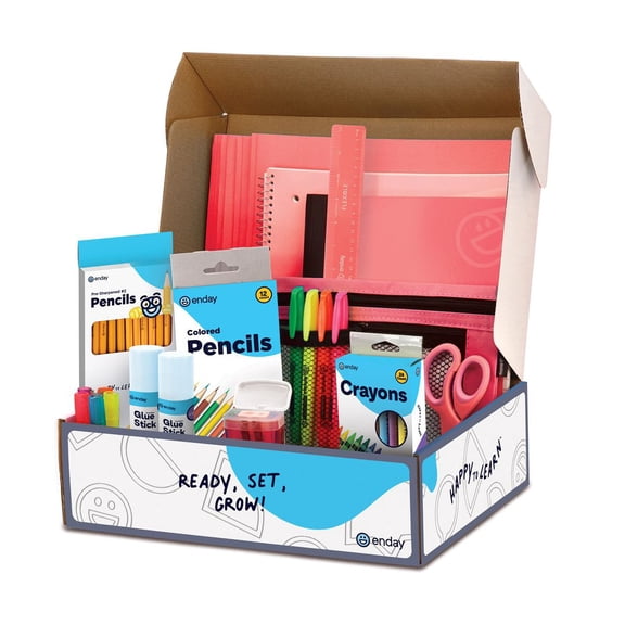 School Supplies Kit for Grades K–5 – 71 Items: Composition Notebook Subject Notebook, Pencils, Folders Colored Pencils, Crayons, Scissors, Glue & More
