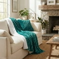 thumbnail image 4 of DaDa Bedding Jewel Tones Emerald Green Blue Luxury Faux Fur Throw Pillow Cover (171805), 4 of 7