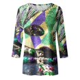 thumbnail image 4 of PMUYBHF Mode Femme Carnaval Imprimé Numérique Décontracté Manches Trois-Quarts Col Rond T-Shirt Haut 8015 TG, 4 of 5