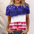 thumbnail image 1 of Débardeurs d'Été Grande Taille pour Femmes, T-Shirts d'Été Décontractés à Col Rond à Manches Courtes, Imprimé Drapeau, Coupe Ajustée, Hauts Basiques, Tees, Blouses, T-Shirt à Col en V pour Femmes en Liquidation, 1 of 6