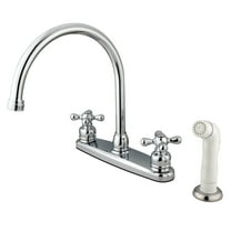 Kingston KB721AX Vintage Two-Handle 4-Hole 8" Centerset Kitchen Faucet with Side Sprayer in Polished Chrome