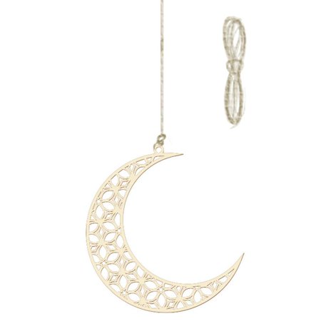 

Eid Wooden Pendant Hollow Moon Star Castle Wood Crafts Art Ornament