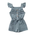 thumbnail image 1 of EYIIYE Toddler Girls Ruffled Sleeve Linen Jumpsuit Romper Summer Clothes, 1 of 7