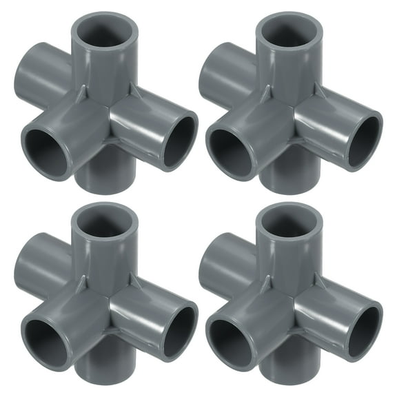 4Pcs Fitting, 5 Way Fitting 20mm Connectors Elbow Pipe Fittings Coupling Furniture Corner Connector for DIY Garden Support Structure, Grey