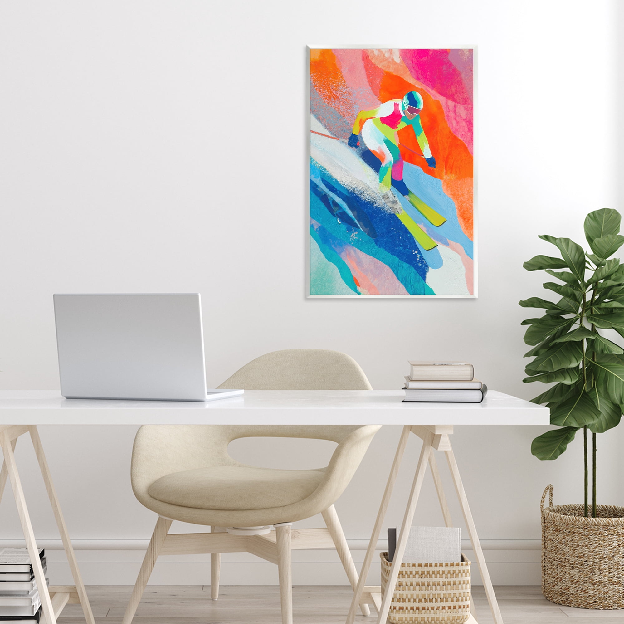 Stupell Industries Skiing Down Neon Slopes Wall Plaque Art, design by Chromatic Storm Studio