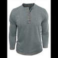thumbnail image 3 of Camisetas Henley para Hombre, Larga Raglán, Informales, Ajustadas, Ligeras, de Moda. Gris M, 3 of 7