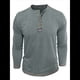 thumbnail image 3 of Camisetas Henley para Hombre, Larga Raglán, Informales, Ajustadas, Ligeras, de Moda. Gris M, 3 of 7