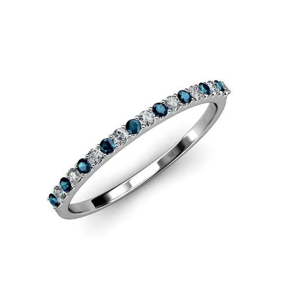 TriJewels 0.32 ctw Round Blue Diamond and White Lab Grown Diamond 18 Stone Wedding Band in 10K Gold