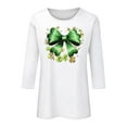 thumbnail image 4 of FDGIU Plus Size St. Patrick's Day Tee for Women - Short Sleeve Shamrock Graphic Crew Neck Top, 4 of 5