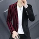 thumbnail image 4 of Blazer fino para hombre, abrigo de corte entallado para negocios, chaqueta de vestir, traje a rayas para hombre, ropa de hombre sencilla con botones, ropa de estilo coreano, novedad, 4 of 5