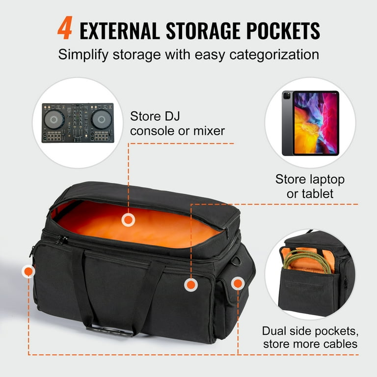 KFFKFF DJ Cable File Bag DJ Gig Bag 1200D Oxford Fabric with 9 Detachable Divider Walmart