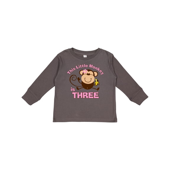 Inktastic Little Monkey Girl 3rd Birthday Girls Long Sleeve Toddler T-Shirt