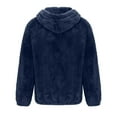 thumbnail image 5 of CHEEREAM Mens Fuzzy Sherpa Jacket Hooded Fleece Cardigans Coats Long Sleeve Full Zip Hoodies Thermal Coat Outwear with Pockets Navy XXL, 5 of 6