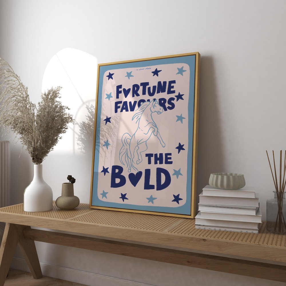 Fortune Favours The Bold Art Print Poster Vintage Trendy Retro Print Summer Illustration Mid Century Print Modern Kitchen Wall Art UNFRAMED PAPER POSTER Home Decor Vintage Gift