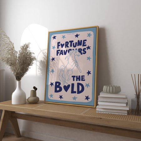 Fortune Favours The Bold Art Print Poster Vintage Trendy Retro Print Summer Illustration Mid Century Print Modern Kitchen Wall Art UNFRAMED PAPER POSTER Home Decor Vintage Gift