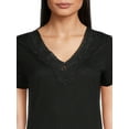 thumbnail image 4 of RealSize Women's Lace V-Neck Tee with Short Sleeves, Sizes XS-XXXL, 4 of 6