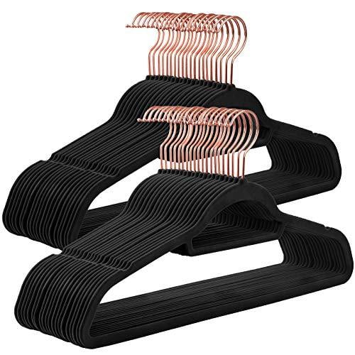 Cintres en velours 50 pièces avec surface antidérapante, design peu  encombrant, crochets or rose - Songmics