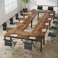 thumbnail image 3 of Tribesigns 13FT Large Conference Table, Modern 6.5FT x 2.3FT Meeting Room Table with Metal Frame, Seats 12-16 People, Rustic Brown, 3 of 5