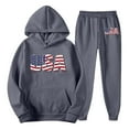thumbnail image 5 of Valora Menswear Two Piece Set Featuring Letter Graphic Hooded Sweatshirt and Matching Drawstring Trousers for Everyday Casual Wear Grey L, 5 of 5