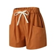 thumbnail image 4 of Vedolay Women's Drawstring Elastic Waist Solid Color Shorts with Pockets,Red S, 4 of 5