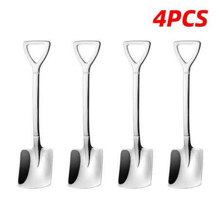 

4/10pcs Stainless Steel Shovel Spoon Coffee Ice Cream Spoon Retro Kitchen Gadget
