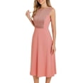 thumbnail image 4 of Vestido midi de trabajo sin mangas de cuello redondo a rayas para mujer Inspire Chic L Rosa, 4 of 6