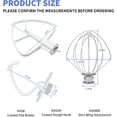 thumbnail image 3 of Stand Mixer Attachments 3-Piece Kit- K45B Coated Flat Beater K45DH Coated Dough Hook K45WW Stainless Steel Wire Whip Fit for KitchenAid 4.5-5.0 QT Kitchen Tilt-Head Stand Mixer, 3 of 4