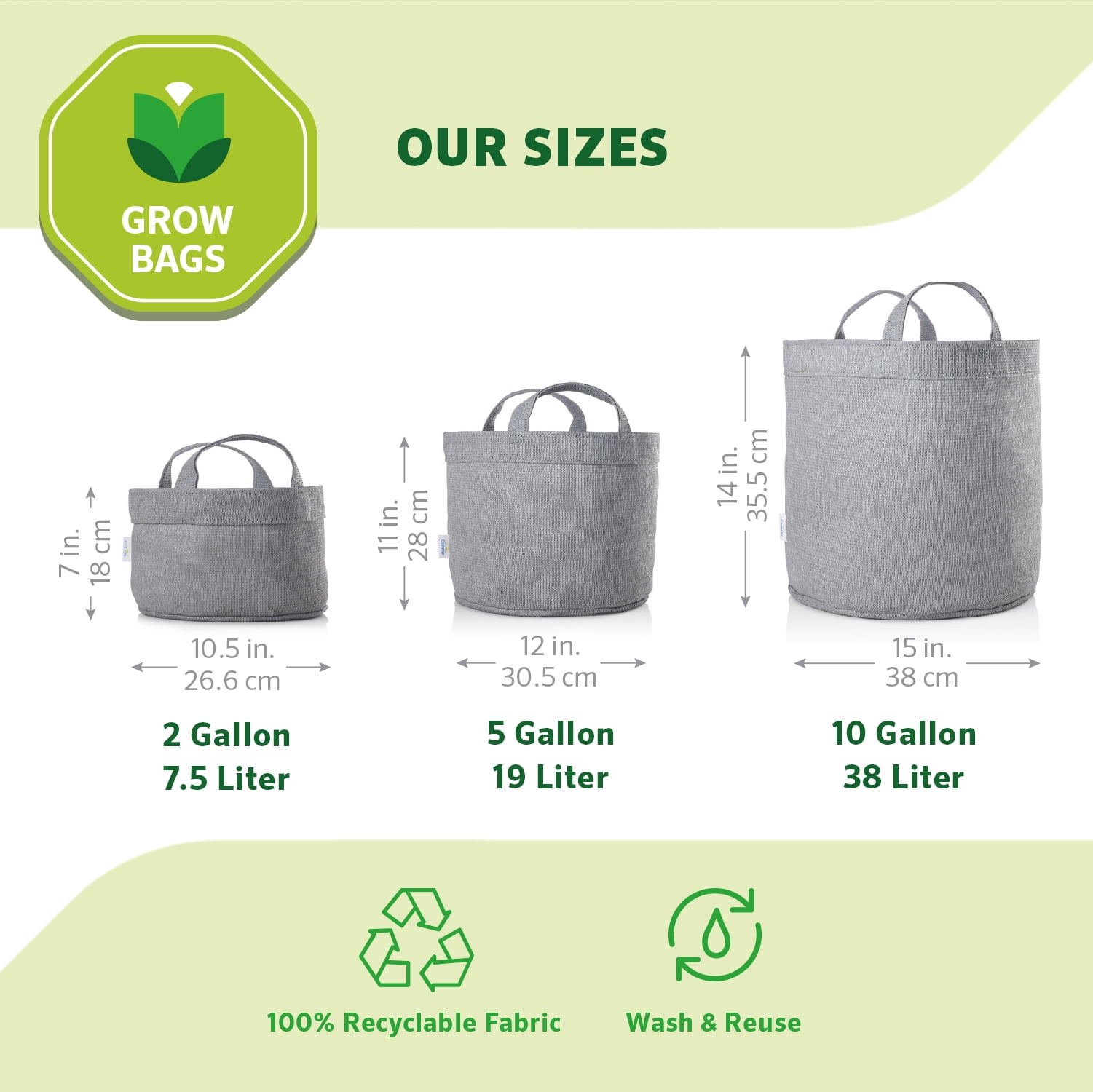 Coolaroo 5 gal. HDPE Fabric Grow Bag, Steel Grey, Steel Gray