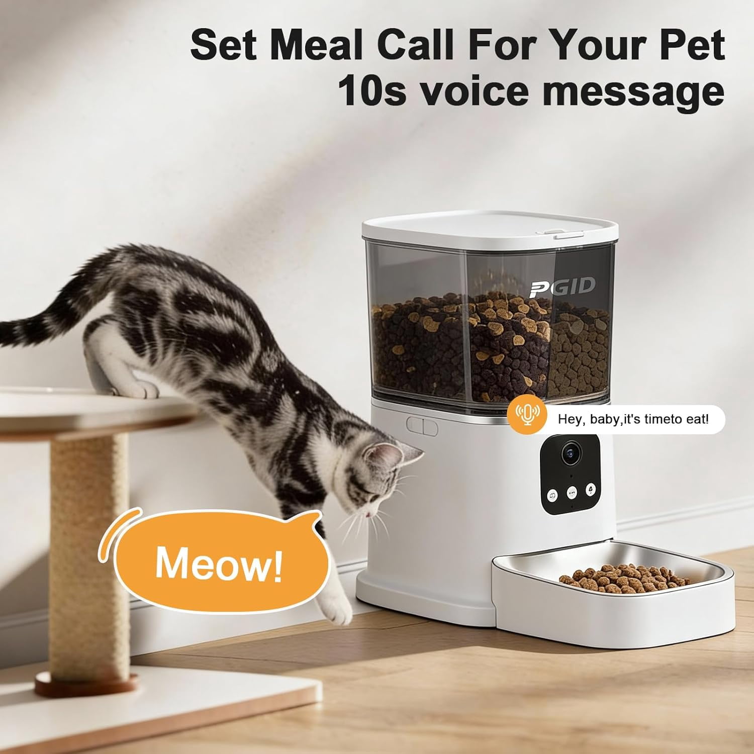 Automatic Cat Feeder with WiFi App Control, 5L Timed Dog Food Dispenser w 2-Way Audio for Multiple Pets