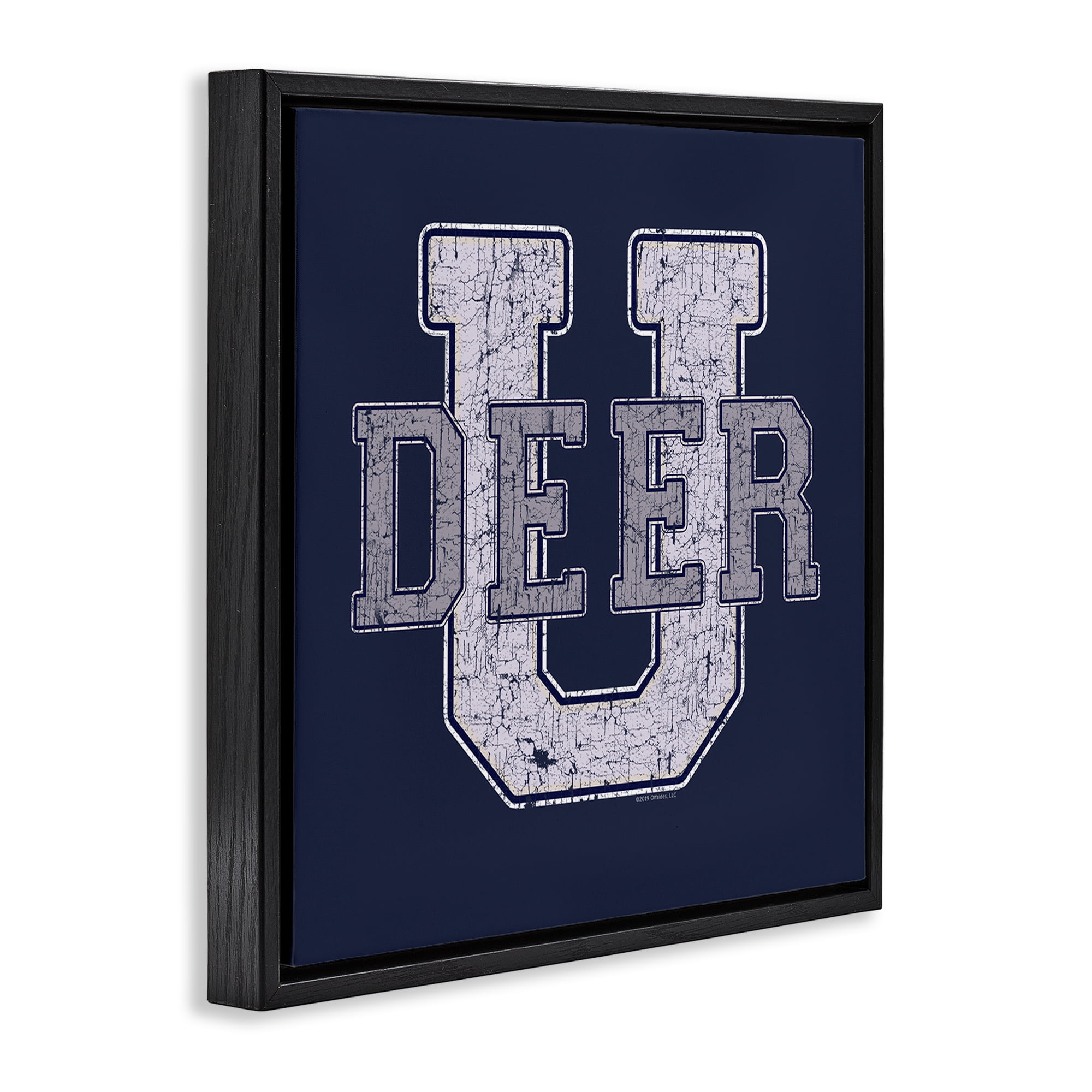 Stupell Industries Deer U College Varsity Novelty & Humor Painting Black Floater Framed Canvas Art Print Wall Art, 25 x 25