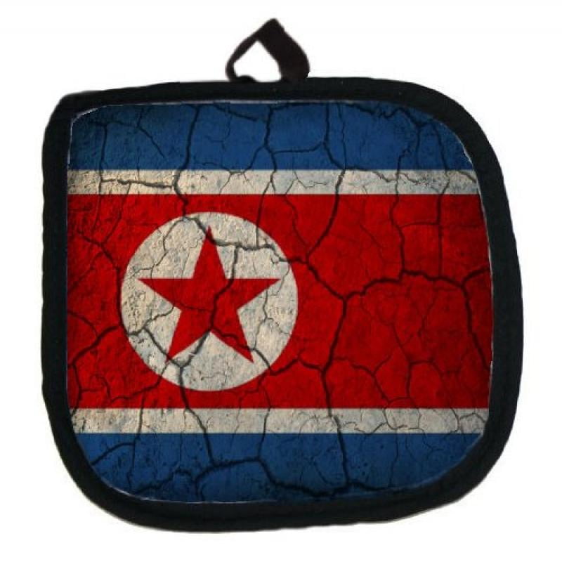 North Korea Flag Crackled Design Kitchen Pot Holder