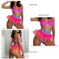 thumbnail image 3 of Conjunto de lencería para mujer, elegante, a la moda, bloque de Color, sujetador de malla de encaje, panty, liguero, conjunto para noche de bodas, 3 of 4