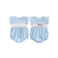 thumbnail image 2 of BemeyourBBs Baby Girl Patriotic Romper Embroidery Plaid Print Fly Sleeves Jumpsuit, 2 of 9