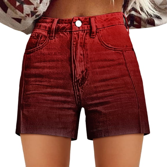 Shorts for Women Relaxed Fit Printed High Waist Denim Casual Pocket Shorts