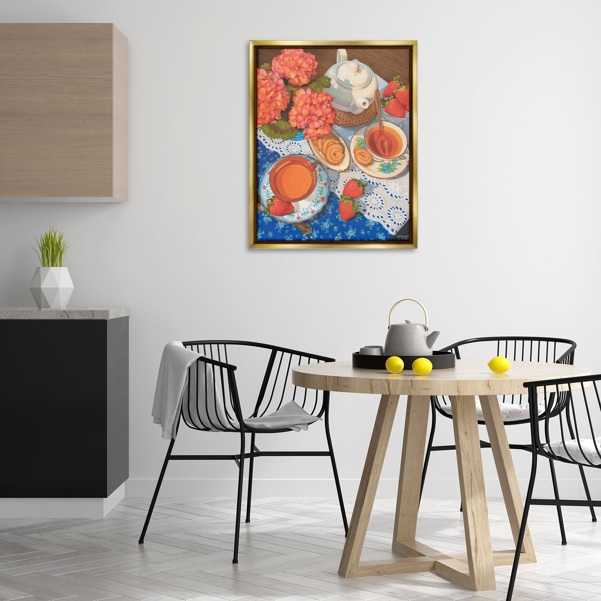 Stupell Industries Country Tea Time Food & Beverage Painting Gold Floater Framed Art Print Wall Art, 25 x 31