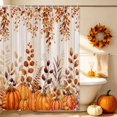 thumbnail image 5 of Fall Orange Pumpkins Shower Curtains for Bathroom, Thanksgiving Autumn Vintage Leaves Waterproof Fabric Shower Curtain, Decorative Bathroom Curtain for Bathtub, 72"x84", No Hooks Included, 5 of 9