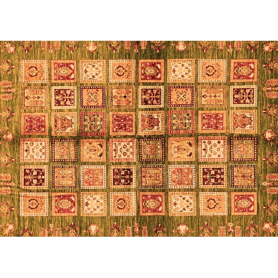 Ahgly Company Indoor Rectangle Abstract Orange Modern Area Rugs, 2' x 5'