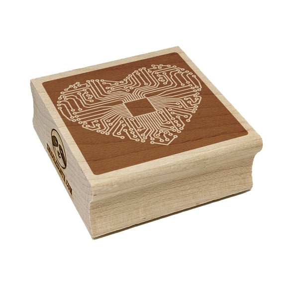 Computer Chip Circuit Board Heart Love Square Rubber Stamp Stamping Scrapbooking Crafting - Medium 1.75in