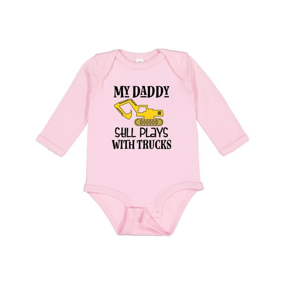 Inktastic Construction Daddy Still Plays with Trucks Boys or Girls Long Sleeve Baby Bodysuit