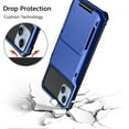thumbnail image 6 of Armor Case for iPhone 14 Plus, Hidden Card Slot Flip Back Rugged PC Soft TPU Hybrid Heavy Duty Shockproof Cover Military Grade Lens Protection Anti-Impact Non-Slip Dual Layers Case,Blue, 6 of 6