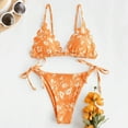 thumbnail image 2 of Swimsuits for Women,Women Print Two Piece Retro Halter Ruched High Waist Print Bikini Set Orange M(M), 2 of 7