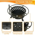 thumbnail image 4 of UDPATIO 2 in 1 Fire Pit with Grill for Outside Round 30 Inch Outdoor Wood Burning Firepit Large Steel Firepit with Swivel Cooking Grate Lid Poker, BBQ Grill for Backyard Bonfire Patio, 4 of 7