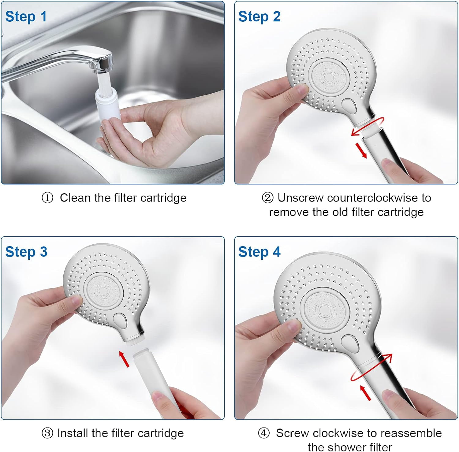 AWO 2 Pack Replacement Shower Head Filter Cartridge - Compatible With FEELSO Handheld Showerheads, 15-Stage Filtration